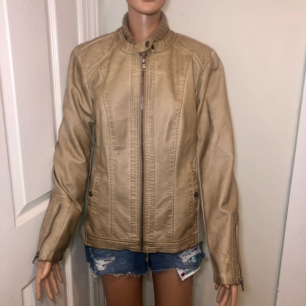 Xl tan/beige leather jacket